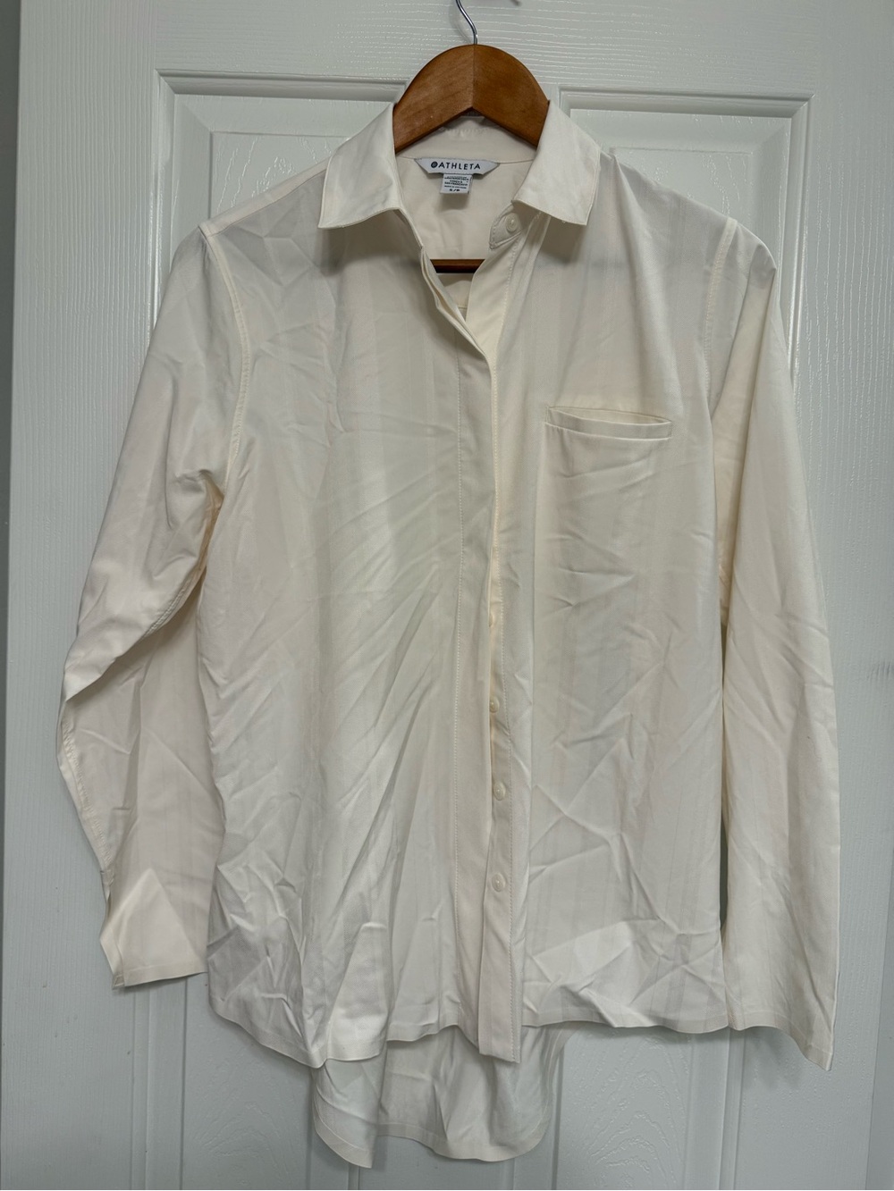 Athleta Off-White Long Sleeve Button Down Blouse - Size S